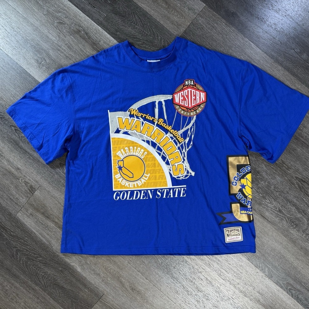 Golden State Warriors T-Shirt 2XL Blue Mitchell & Ness NBA Hardwood Classic